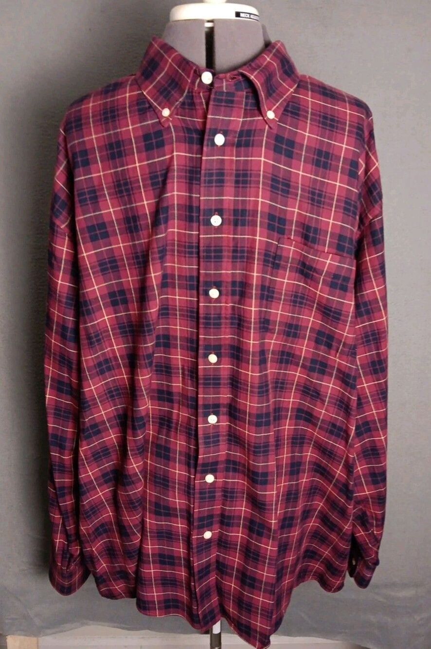 Burberry London Nova Check Flannel Shirt Mens Large XL Burgundy Plaid